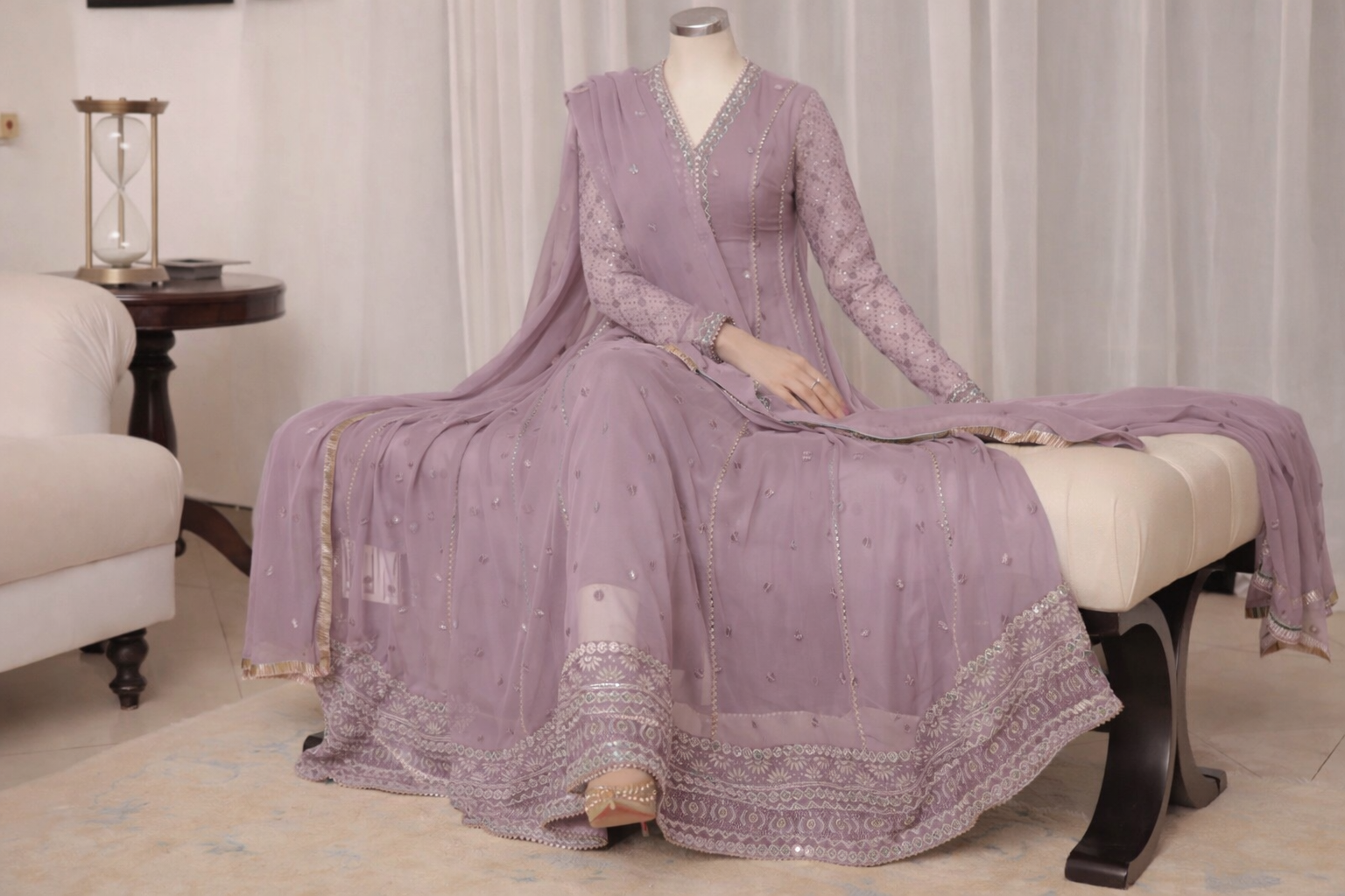 Luxury party wear Lavender anarkali