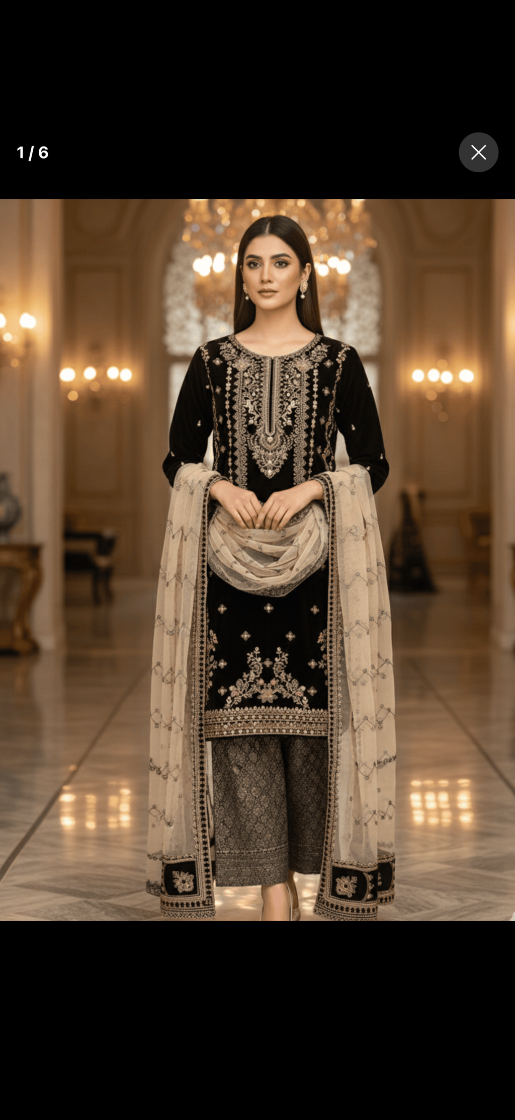 Elegant Black velvet Embroidered Salwar Kameez Set