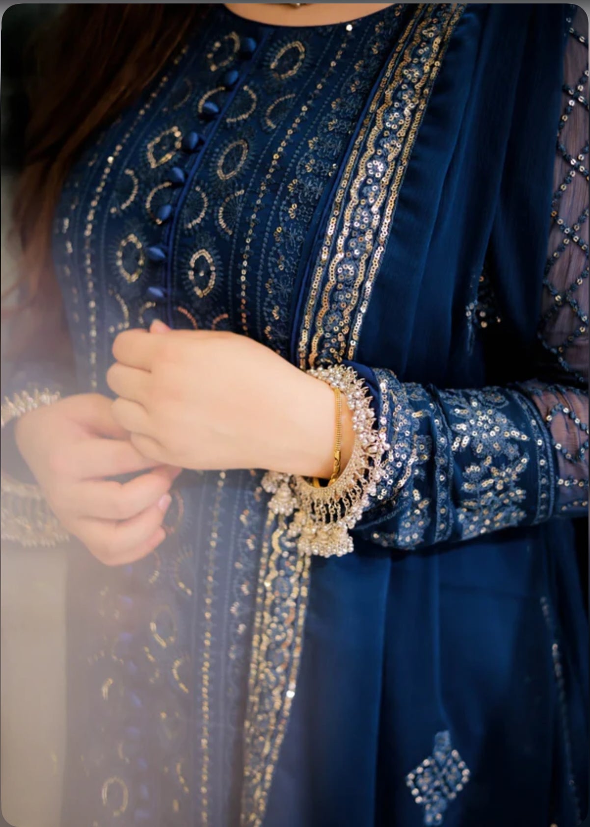 Blue embroidery Anarkali suit
