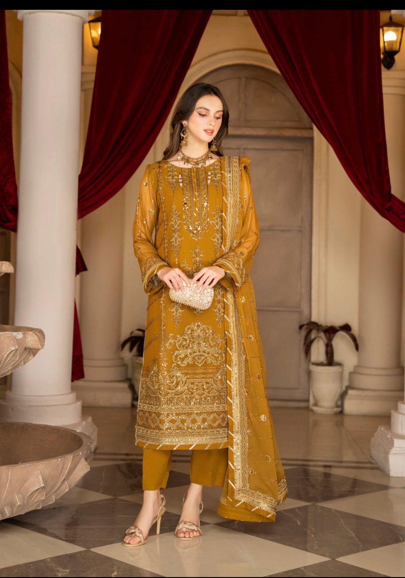 Chiffon embroidery work dress