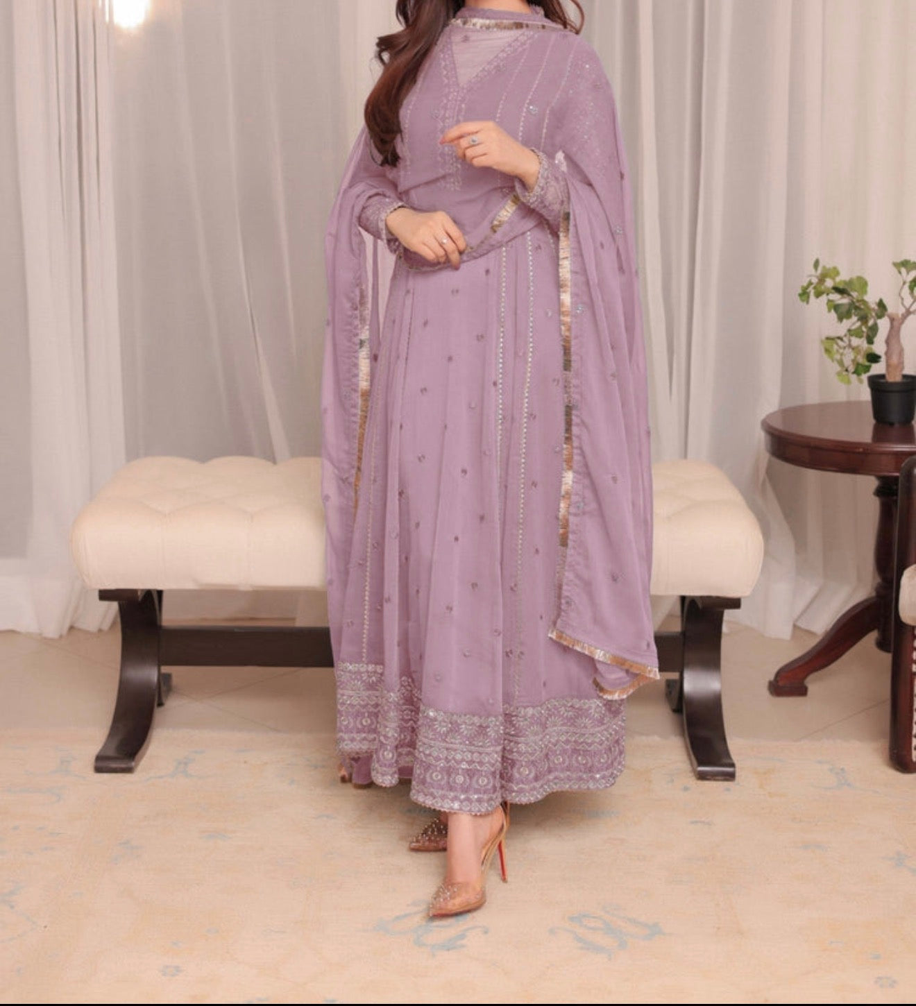 Luxury party wear Lavender anarkali