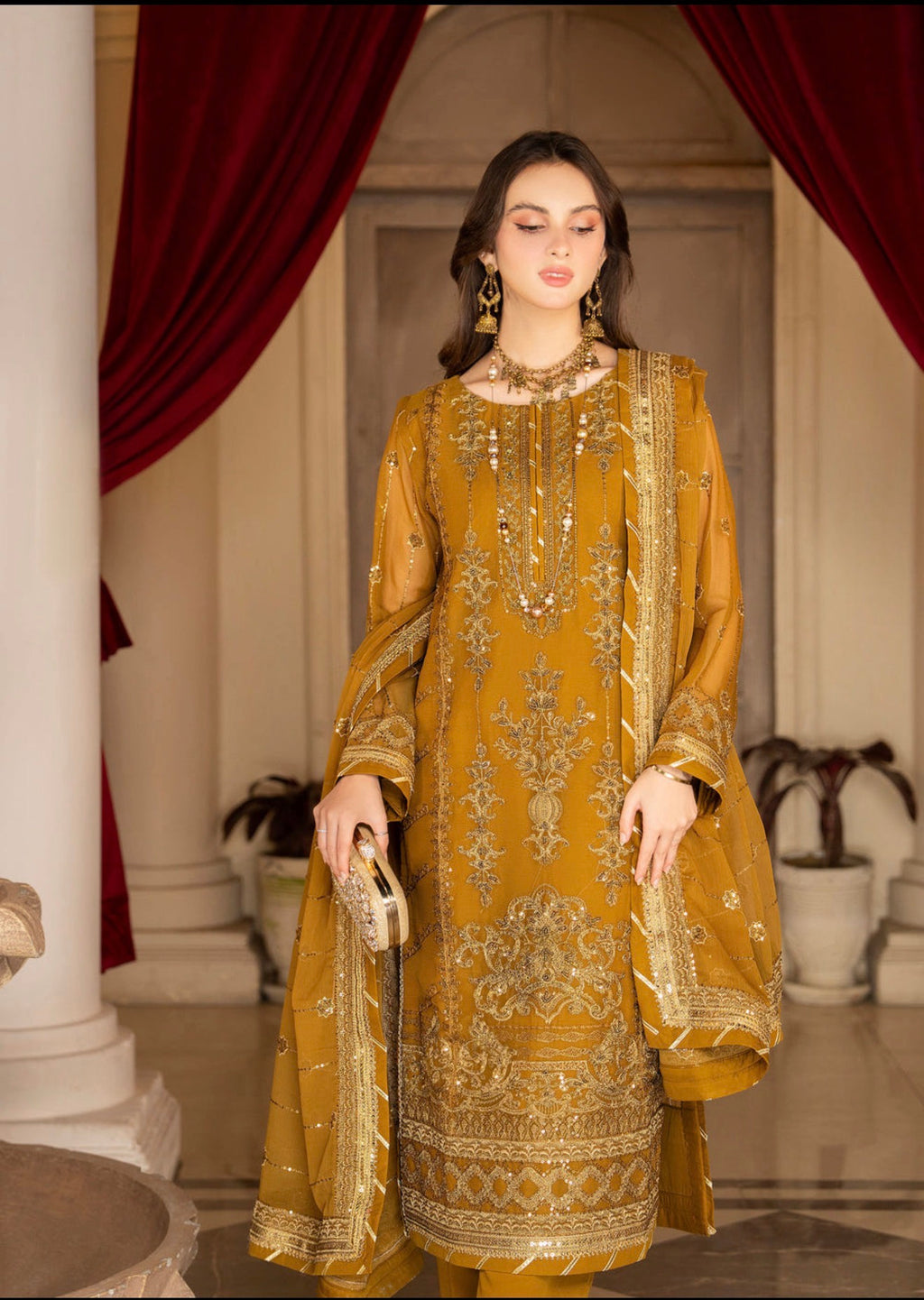 Chiffon embroidery work dress