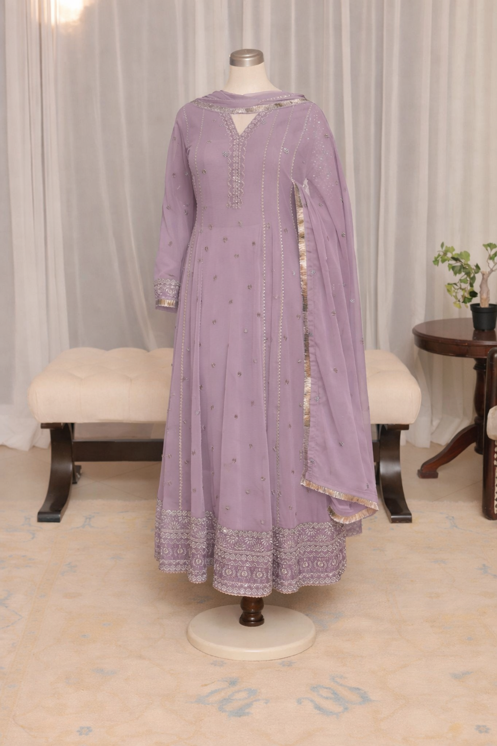 Luxury party wear Lavender anarkali
