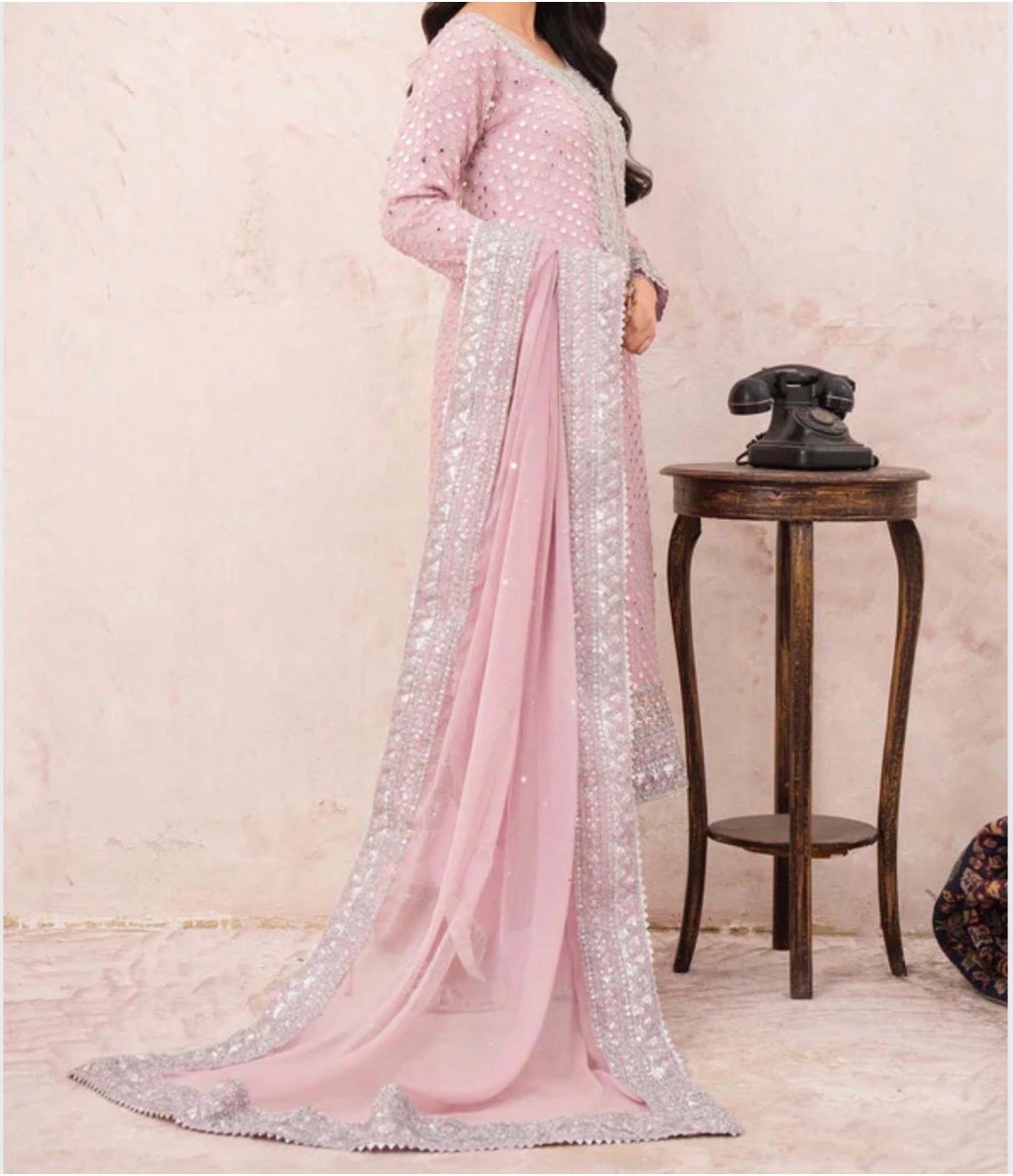 Elegant Baby Pink Embroidered Salwar Kameez Set
