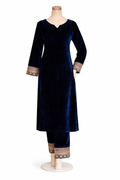 Navy Velvet 2-Piece Embroidered Set