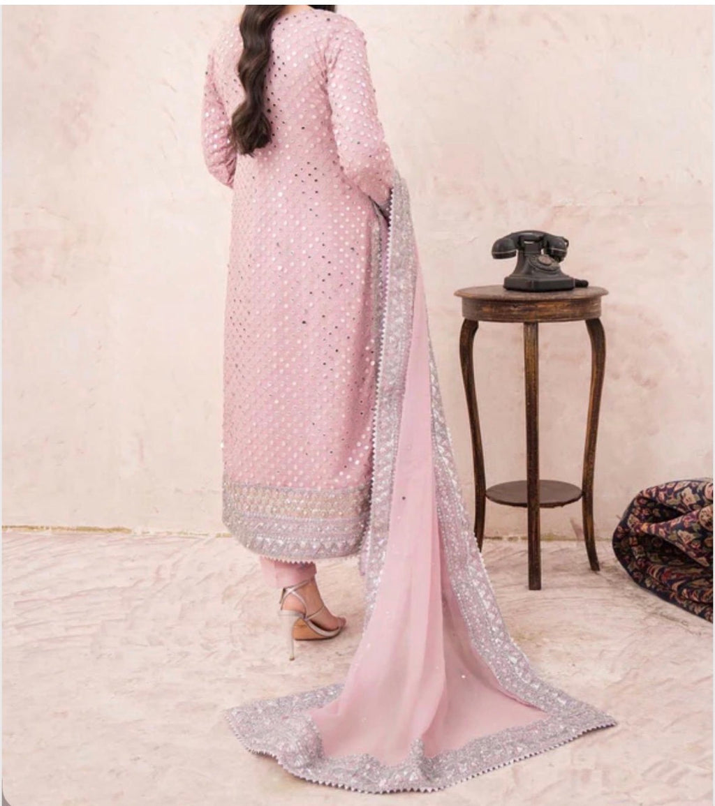 Elegant Baby Pink Embroidered Salwar Kameez Set