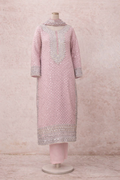 Elegant Baby Pink Embroidered Salwar Kameez Set